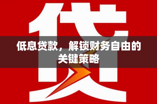 阜康低息贷款，解锁财务自由的关键策略
